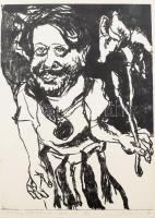 Vilhelm (Wilhelm) Károly (1943-2011): Krúdy illusztráció, 1977. Rota (ofszet), papír, jelzett, művészpéldány EA 5/1 számozással, 45×33 cm