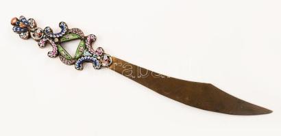 Murano mikromozaik berakásos levélbontó kés, h: 19,5 cm