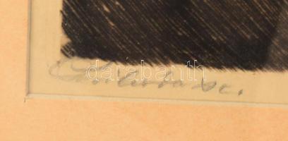 Csók István (1865-1961) - Prihoda István (1891-1956): Lányka. Színezett rézkarc, papír, jelzett (Pri...