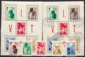 1949 VIT (I.) sor + 2 db blokk (16.750) (a sor falcos, az egyik blokk postatiszta / the hinged, one block is MNH)