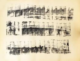 Vinkler László (1912-1980): Szeriális kompozíció, 1969. Tus, papír. Jelezve jobbra lent. Feltekerve, hajtásnyomokkal, lapszéli szakadásokkal. 73x100 cm