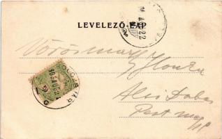 1905 Kolozsvár, Cluj; Mátyás király szobor, üzletek / statue, shops (EK)