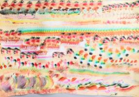 Vinkler László (1912-1980): A Sacre de printemps zenéjére I., 1971. Akvarell, papír. Jelezve jobbra lent. Feltekerve, javított szakkadással, lapszéli kisebb szakadással. 73x102 cm