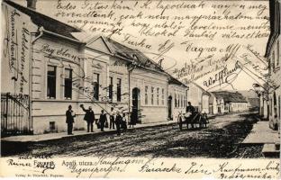 1908 Fogaras, Fagaras; Apafi utca. D. Thierfeld kiadása / street (gyűrődés / crease)