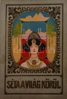 Barátosi Balogh Benedek: Séta a világ körül. Szerk.--. Bp.,[1907.],Magyar Kereskedelmi Közlöny, 480 p. Harmadik kiadás. Gazdagon illusztrálva, képekkel, térképpel, litho elülső szennylappal. Korabeli reklámokkal. Kiadói szecessziós, díszes, aranyozott, festett, dombornyomásos egészvászon kötésben, kissé kopott borítóval, a gerincen kis sérüléssel, laza fűzéssel.