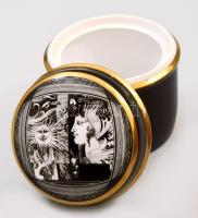 Hollóházi Szász Endre által tervezett mintával díszített bonbonier, jelzett, hibátlan, m: 9 cm