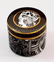 Hollóházi Szász Endre által tervezett porcelán tégely. Matricás, jelzett, hibátlan. 5x6 cm