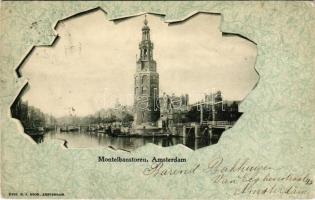1899 (Vorläufer) Amsterdam, Montelbanstoren. Uith. N. J. Boon / tower, canal. Art Nouveau montage (fa)
