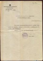 1945 Gerő Ernő miniszter aláírása a Magyar Közlekedésügyi Minisztérium pecsételt levelén