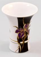 Hollóházi nőszirom mintás váza, jelzett, hibátlan, m: 10 cm