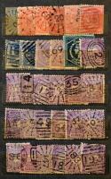 New South Wales (ausztrál elő állam) 1862-1905 214 db bélyeg klf postaazonosító számbélyegzővel, 4 lapos kis berakóban