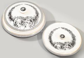 Hollóházi Jurcsák László által tervezett hamuzó és fedeles edény, jelzett, hibátlan.