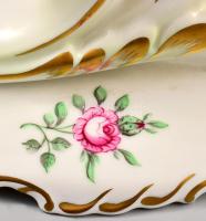 Hollóházi két ágú barokkos gyertyatartó, jelzett, hibátlan, 16 cm