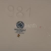 Hollóházi két ágú barokkos gyertyatartó, jelzett, hibátlan, 16 cm