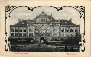 1907 Temesvár, Timisoara; Állami felsőbb leányiskola. Divald Károly Bp. 1906-773. / girls school. Art Nouveau (Rb)