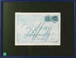 Kéri Ádám (1944): Levél I.. Rézkarc, kréta, papír, jelzett, számozott (11/25), üvegezett fakeretben, 15×23 cm