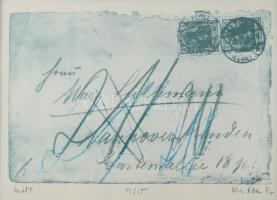 Kéri Ádám (1944): Levél I.. Rézkarc, kréta, papír, jelzett, számozott (11/25), üvegezett fakeretben,...