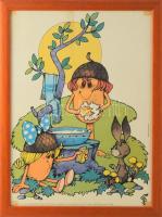 1982 Makk Marci plakát, papír, jelzés nélkül, Országos Egészségnevelési Intézet kiadása, sarkaiban paszpartuzás nyomaival, üvegezett fakeretben, 42×30 cm