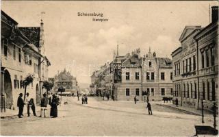 1913 Segesvár, Schässburg, Sighisoara; Marktplatz / piactér / market square (EB)