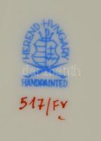 Herendi Indiai kosár zöld mintás szendvicses / süteményes készlet, jelzett, teljes, hibátlan, d: 19,...