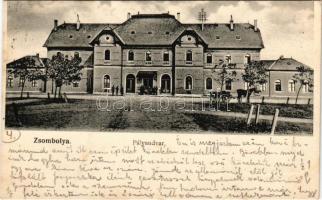 Zsombolya, Hatzfeld, Jimbolia; Pályaudvar, vasútállomás. Poledna Rezső kiadása / railway station (EK)