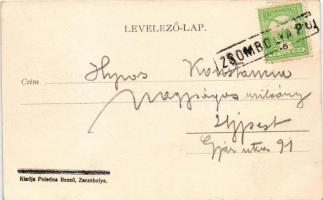 Zsombolya, Hatzfeld, Jimbolia; Pályaudvar, vasútállomás. Poledna Rezső kiadása / railway station (EK...