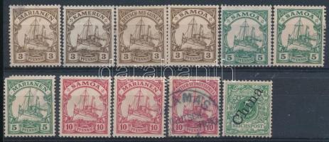 10 db német gyarmati bélyeg + 1 db német posta Kínában