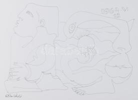 Vinkler László (1912-1980): Metamorfózis III., nyomat, papír, jelzett a nyomaton, 21x30 cm,