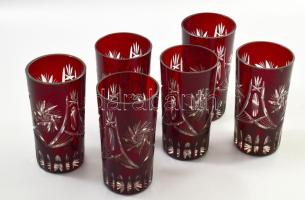 Bordón pácolt kristály italos pohár szett, 6 darab,hibátlan, m: 14 cm