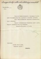 1942 Hómann Bálint vallás- és közoktatásügyi miniszter aláírása levélen