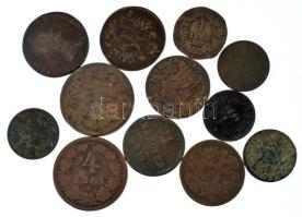 Ausztria 1763-1885. 12db-os Habsburg Cu krajcártétel T:F,VG Austria 1763-1885. 12pcs Habsburg Cu Kreuzer lot C:F,VG