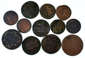 Ausztria 1762-1885. 12db-os Habsburg Cu krajcártétel T:F,VG Austria 1762-1885. 12pcs Habsburg Cu Kreuzer lot C:F,VG
