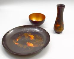 Vietnámi tál és váza és kínáló, d: 30 cm