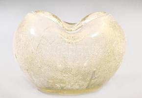 Karcag Berekfürdői krakléüveg asztaldísz, hibátlan, 13x12 cm