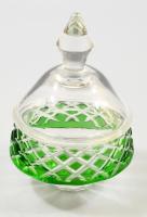 Részben pácolt kristály fedeles edény, hibátlan, m: 12 cm