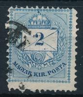 1881 2kr 13 : 11 1/2 fogazással, a boríték jobb felső sarkában vésésjavítással (vízszintes vonalak)