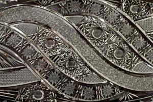 Hatalmas méretű ólomkristály tálca, minimális pattogzással, 55x21 cm