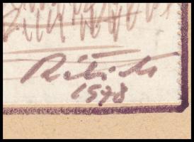 Réti Mátyás (1922-2002): Kazal. Filctoll, papír. Jelzett. Papírra kasírozva. 14×18 cm