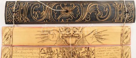 Tibeti lontar, pálmalevél, 37x24 cm