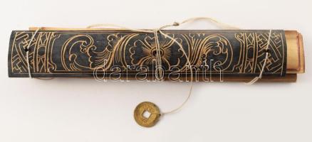 Tibeti lontar, pálmalevél, 37x24 cm