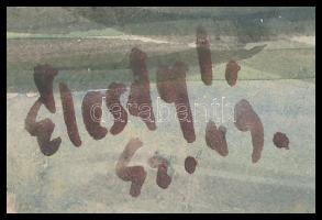 Élesdy István (1912-1987): Vízparti táj. Akvarell, papír, jelzett. 25x33 cm