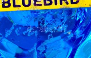 Ron Ray anyagában színezett üvegmadár asztaldísz, szignózott, hibátlan, 10x8 cm