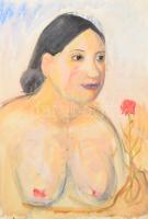 Vinkler László (1912-1980): Női akt. Akvarell, papír, hátoldalán hagyatéki pecséttel, 47,5×34 cm