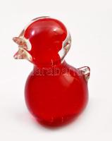 Skandináv anyagában színezett szakított üvegmadár figura, jelzés nélkül, hibátlan, m: 8,5 cm