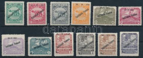Fiume 1921 Mi 131-142 (Mi EUR 500.-) (Mi 133 betapadás / gum disturbance)