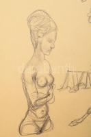 Vinkler László (1912-1980): Szürrealista jelenet (cím nélkül). Ceruza, papír, jelzés nélkül, 43×51 c...