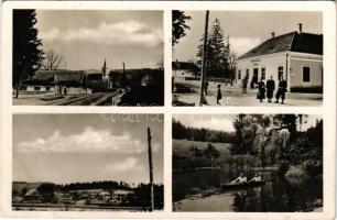 1941 Zabola, Zabala (Háromszék, Treiscaune); "Üdvözlet a visszatért Erdélyből" bevonulás után, Községháza, templom, csónakázók. Száva Ernő kiadása / after the entry of the Hungarian troops, town hall, church, rowing boat (fl)