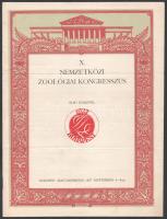 1927 A X. Nemzetközi Zoológiai Kongresszus programfüzete, első körlevél, ifj. Richter Aladár grafikájával, tulajdonosi aláírással, hajtásnyomokkal, de jó állapotban, 8p