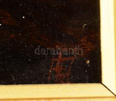 Laluk György (1954-2020): Borivó barát. Olaj, fa, jelzett. Dekoratív fakeretben. 24,5x18,5 cm