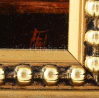 Laluk György (1954-2020): Sörivó barát. Olaj, fa, jelzett. Dekoratív fakeretben. 24,5x18,5 cm